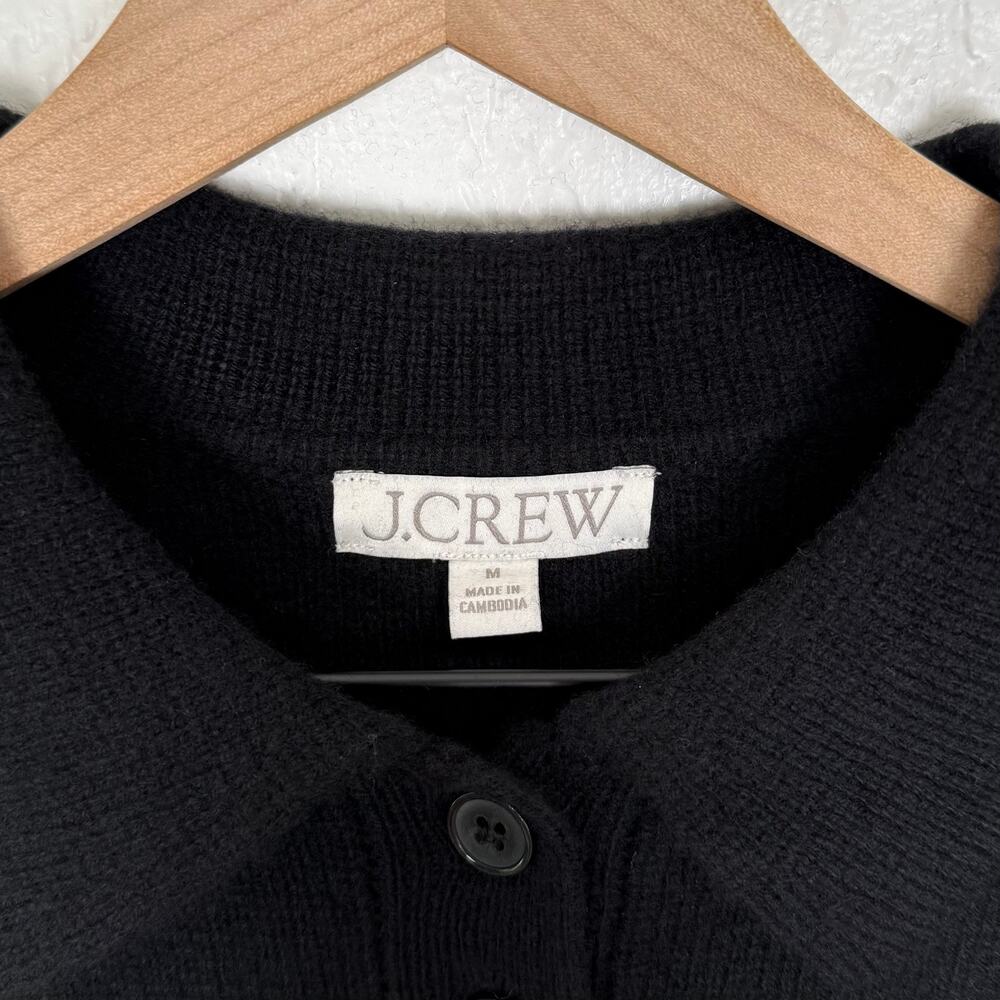 J.Crew Lambs Wool Milano Stitch Cinched Waist Cardigan Black Size Medium - Picture 4 of 5